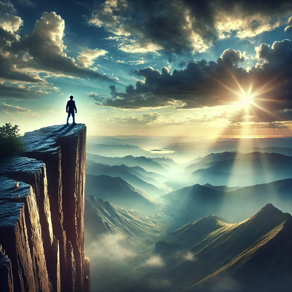 DALL·E 2025-02-19 22.30.29 - A powerful and inspiring image of a person standing at the edge of a cliff, looking out over a vast landscape with determination. The scene symbolizes DALL·E 2025-02-19 22.30.29 - A powerful and inspiring image of a person standing at the edge of a cliff, looking out over a vast landscape with determination. The scene symbolizes